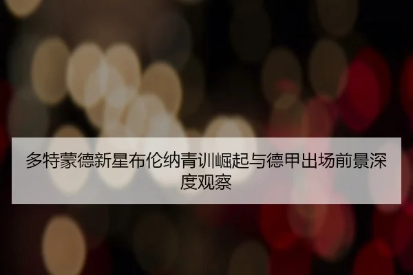 多特蒙德新星布伦纳青训崛起与德甲出场前景深度观察